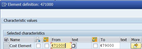 Row: cost element interval