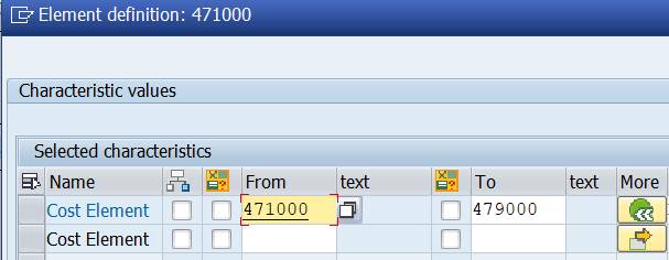 Row: cost element interval - more