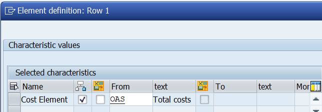 Sets: cost element group OAS