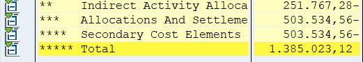 Row: cost element set -explode