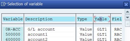 Row: selection of variable