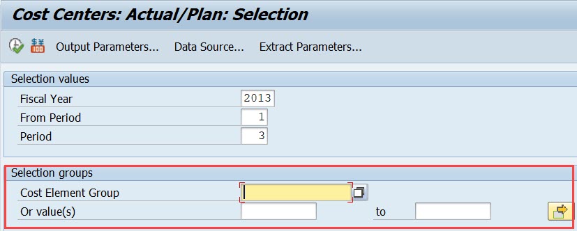 Report Selection parameters OAS_EXT