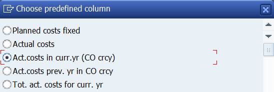 predefined column: actual cost curr.yr.