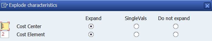 Explode: cost center, cost element