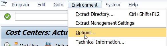 Menu: Environment Options