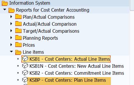 KSB1 in sap menu