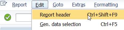 menu: edit / report header