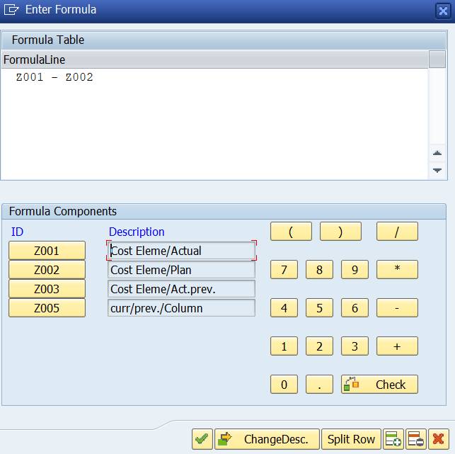 section: formula table