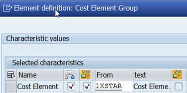 cost element group 1KSTAR